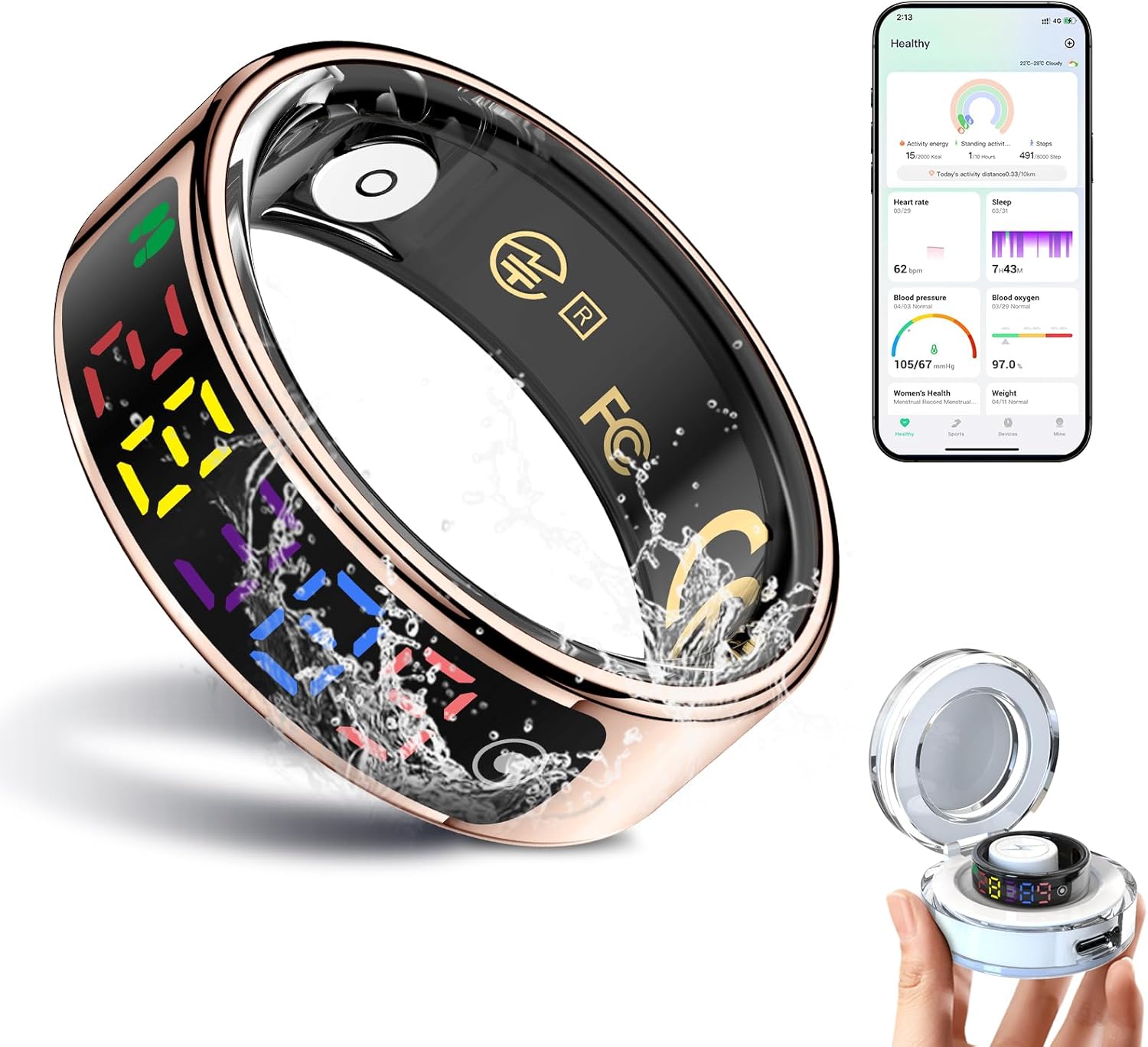 Smart Ring for Women Men, Health Ring wi...