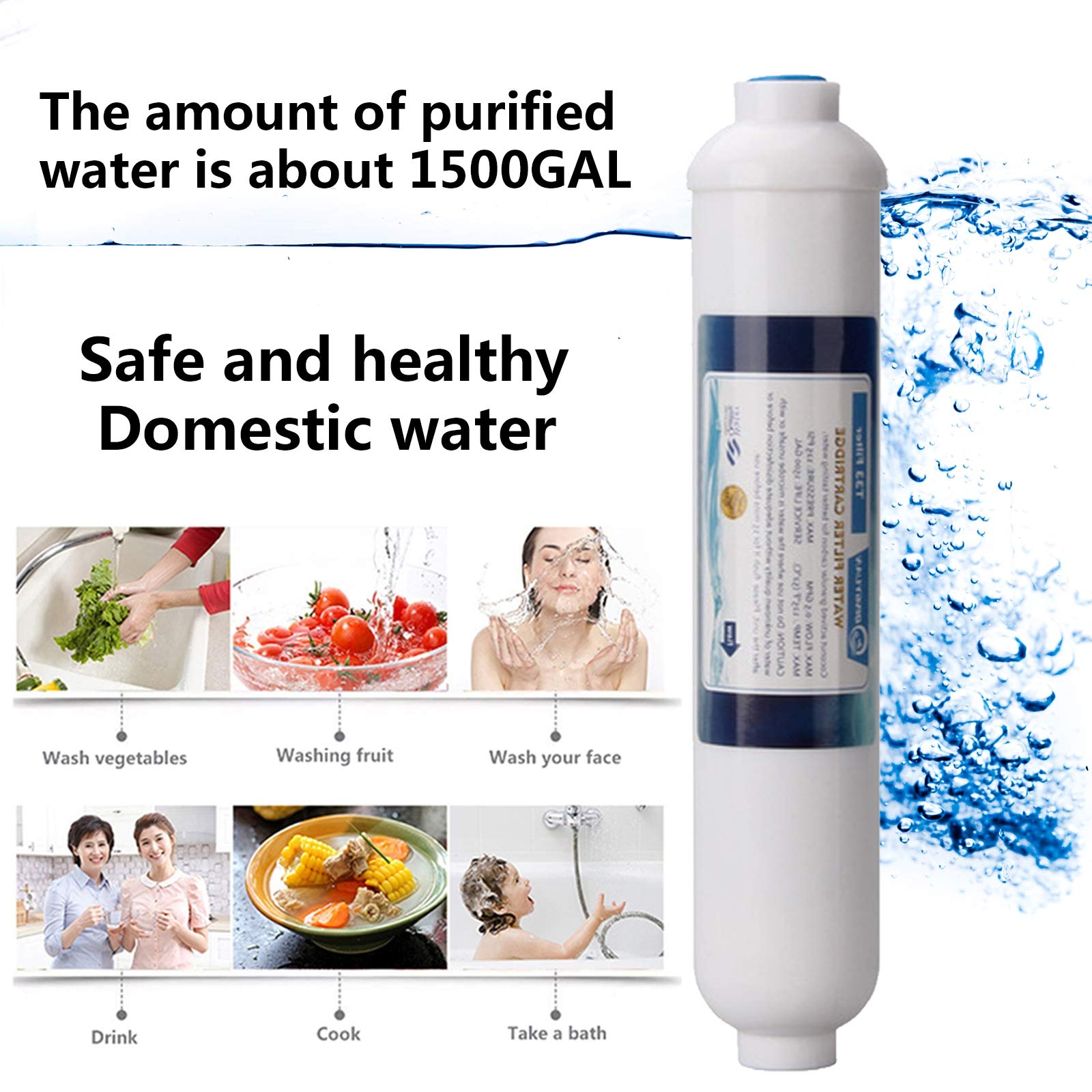 Cartuccia di Ricambio per Filtro dell'Acqua T33 attivato con Blocco di Carbone di Cocco per Acqua Potabile, sistemi a osmosi inversa (Confezione da 7)