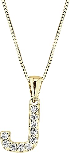 Collar colgante con letra inicial de diamantes en oro amarillo de 14k (110 quilates) 18 pulgadas
