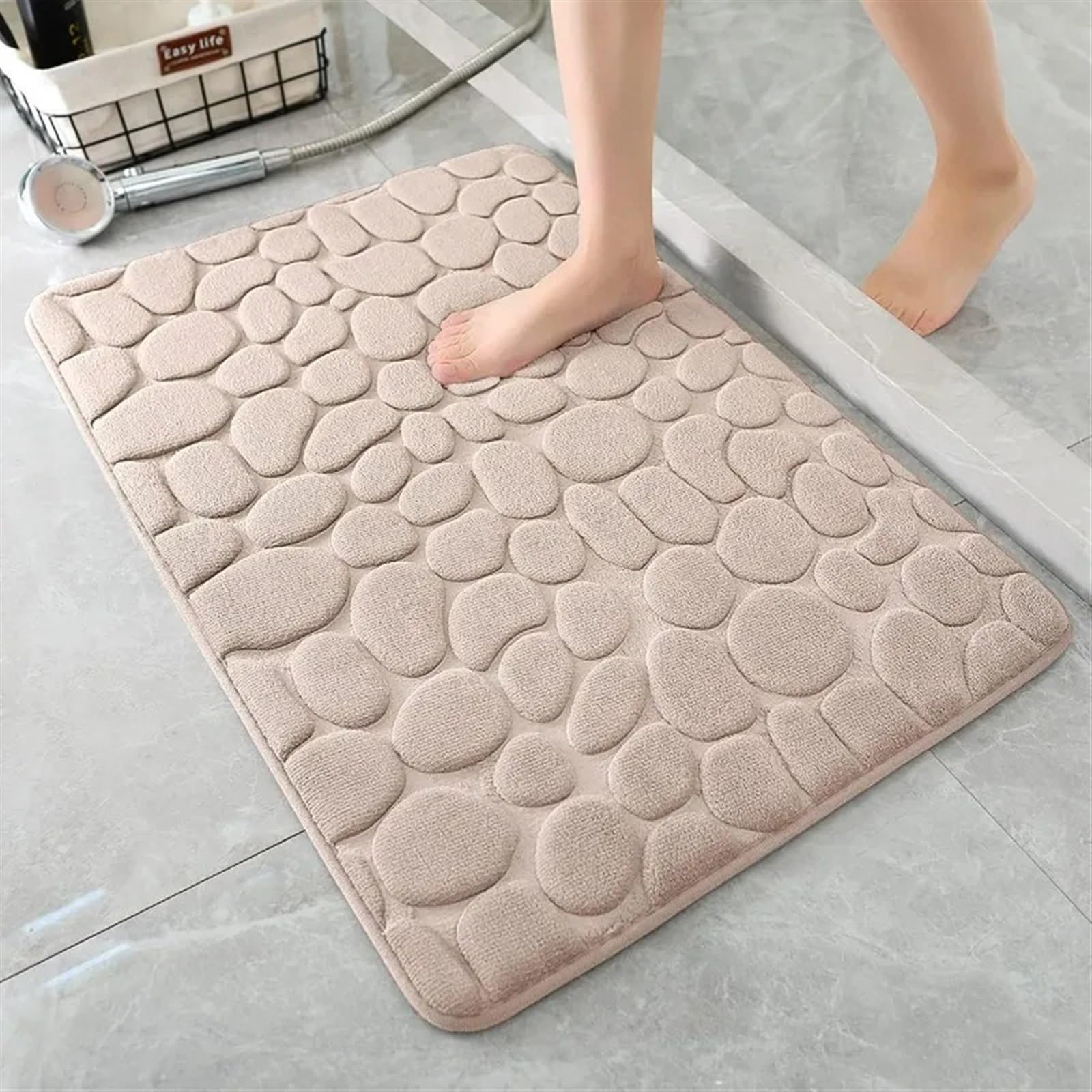 Tappetino Tappeti Antiscivolo Ciottoli in Rilievo Bagno Bagno nel lavabo Vasca da Bagno Tappeto da Pavimento Laterale Doccia Zerbino Memory Foam (Size : Green)