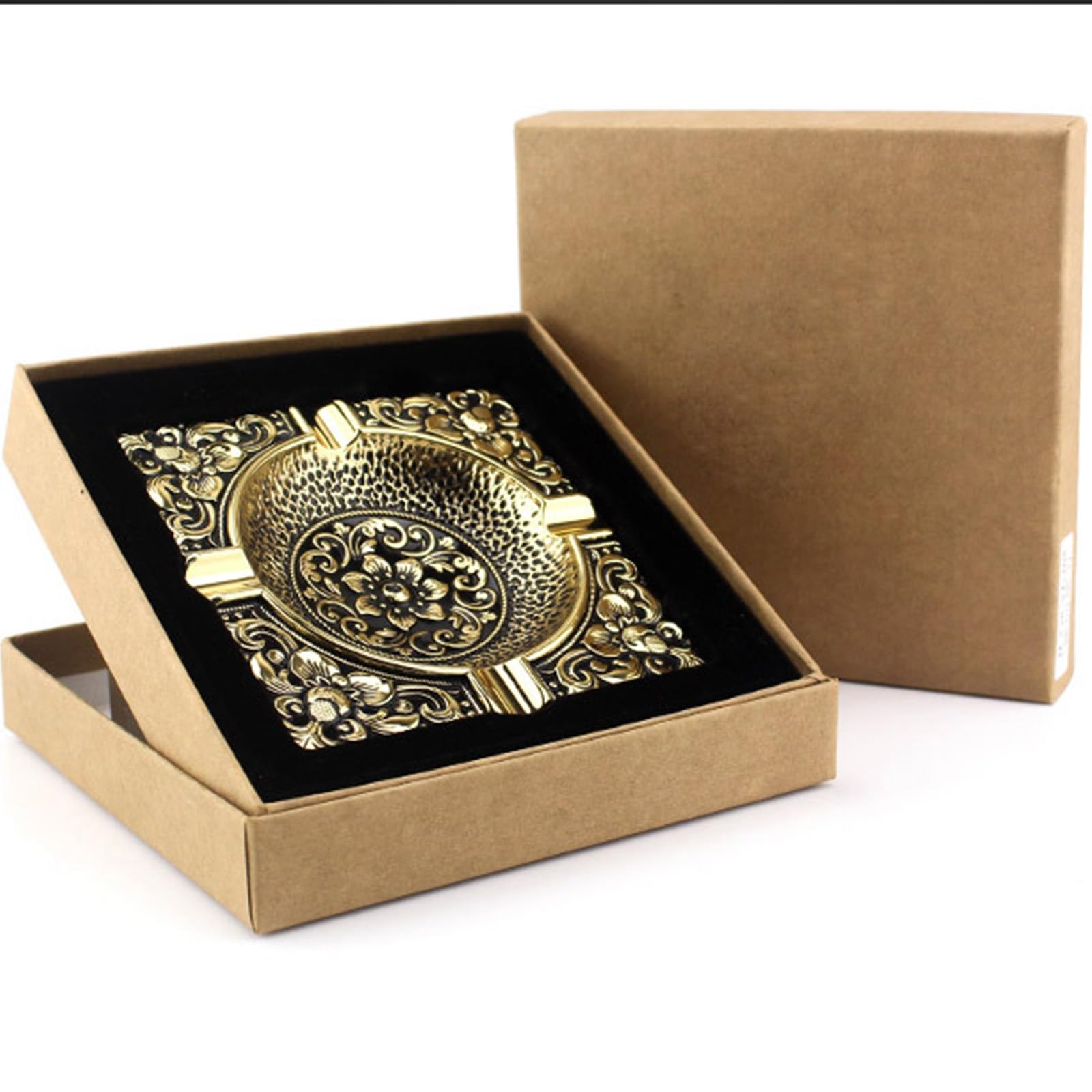 Posacenere retrò in ottone, design quadrato, grande capacità, per interni ed esterni, articolo regalo decorativo