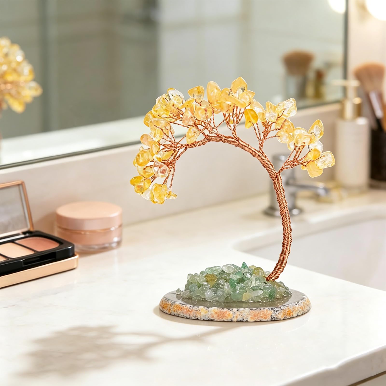 Albero Della Vita In Cristallo Giallo, Soprammobili Moderni per Casa e Ufficio, Oggetti Decorativi per la Casa Fatti a Mano, Ornamento Feng Shui per Prosperità e Fortuna, Regalo Donna
