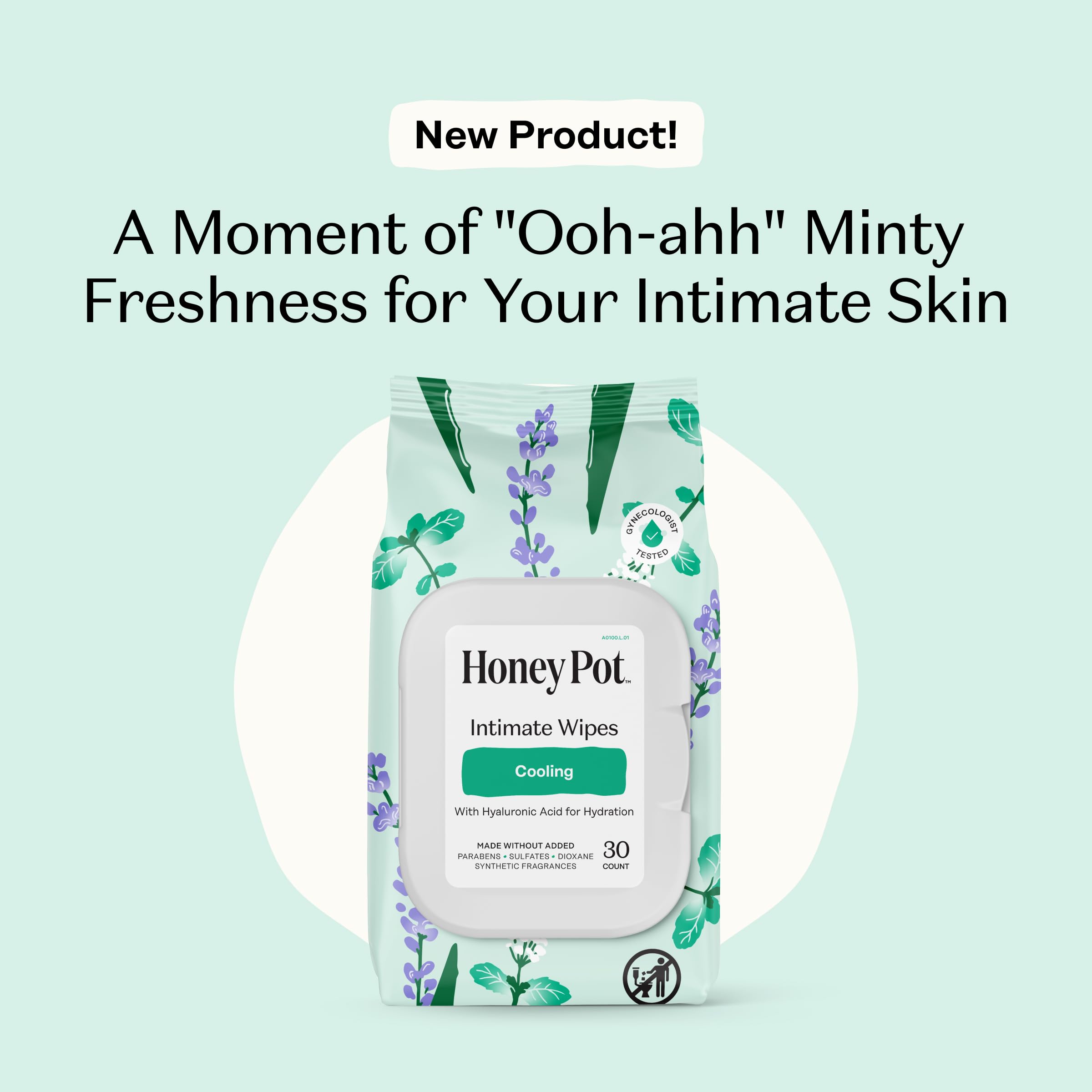 Honey Pot - Feminine Wipes - Daily PH Balancing, Fragrance & Sulfate Free Wipes for Intimate Parts, Body, or Face - Hygiene Products - Cooling 30 ct