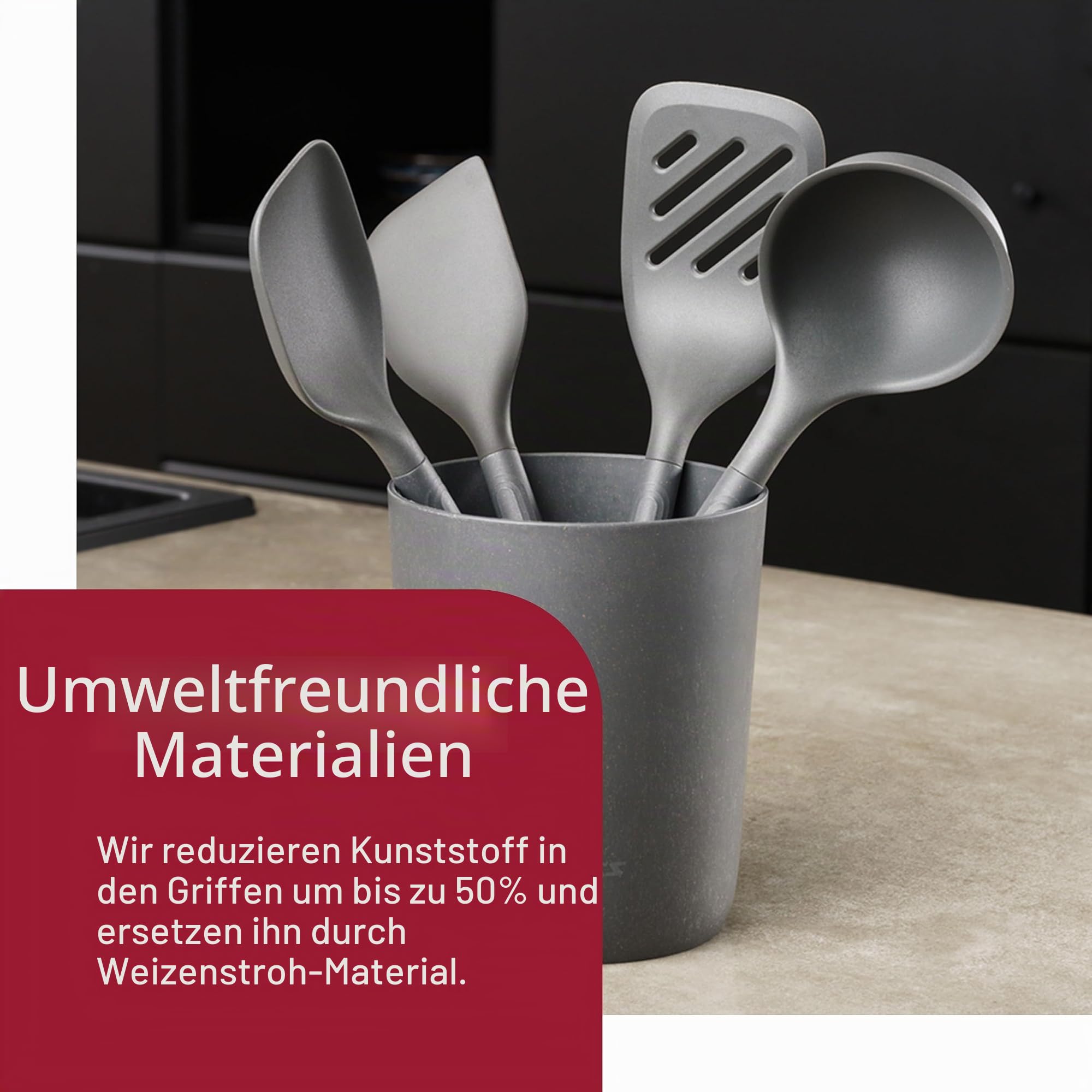 Zyliss 5-teiliges Silikon Küchenhelfer Set mit Aufbewahrung, Kratzt Nicht | Inkl. Suppenkelle, Pfannenwender, Spatel, Kochlöffel, Behälter, Hitzebeständig, Küchenutensilien, Spülmaschinenfest
