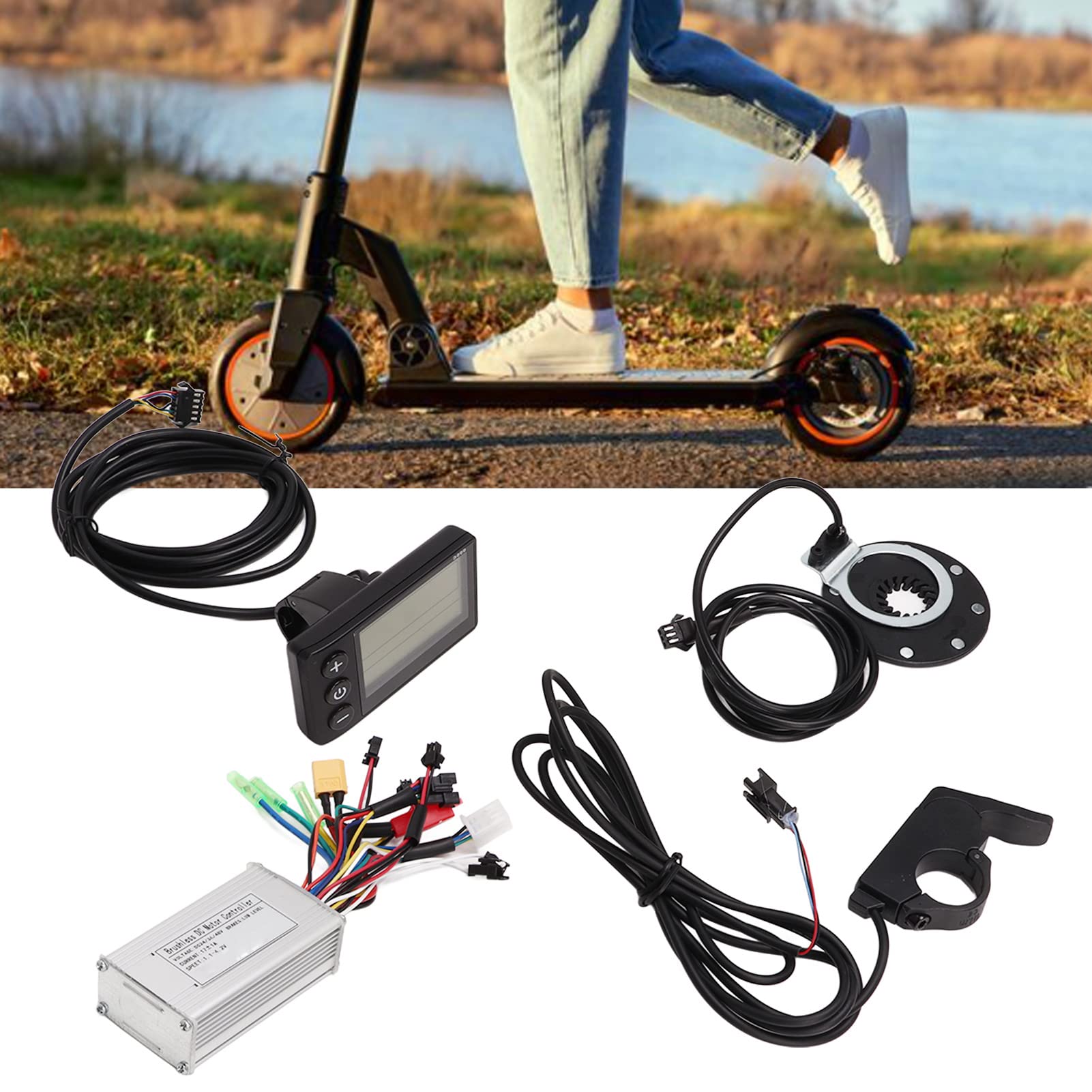 Kit de contrôleur de Moteur brushless pour vélo électrique 24V 36V 48V 250W 350W 17A avec Affichage LCD S866 et Accélérateur