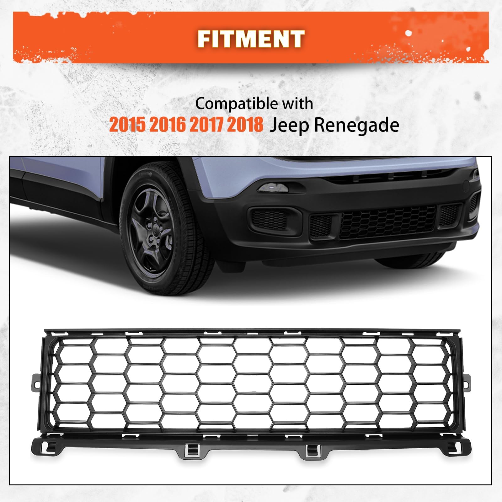 Pair Of Front Bumper Lower Grille Bezels For 2015-2018 Jeep Renegade - Black Plastic Covers
