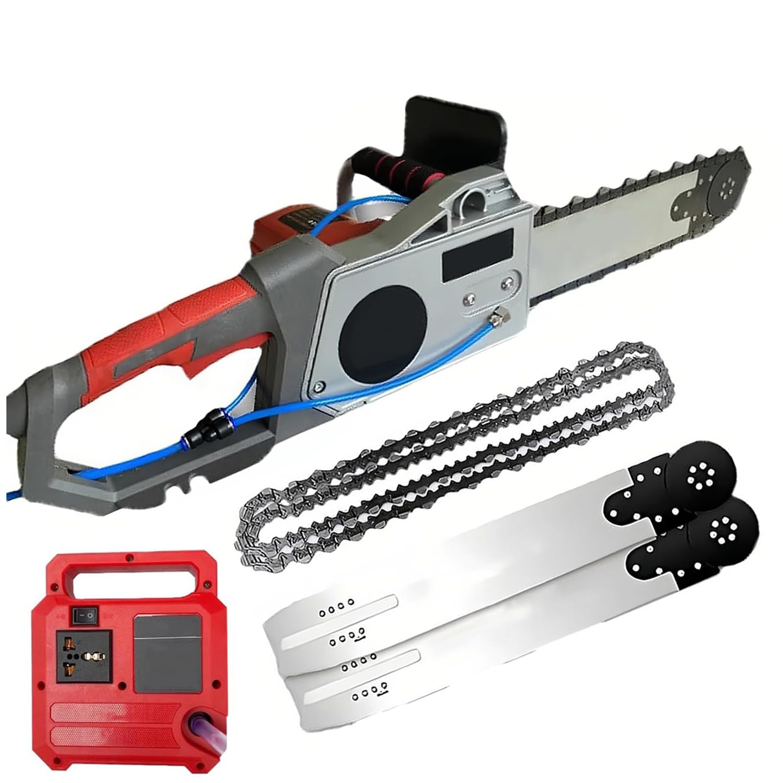 Xifezylith Multicolor 5800W 6500W Electric Concrete Saw, Handheld Electric Chainsaw Wall Cutter, Concrete Cutter Chainsaw Wall Cutter With Water Fed Dust Suppression And 2 Chains+2 Guide Bar, 35/48Cm Cutting Depth