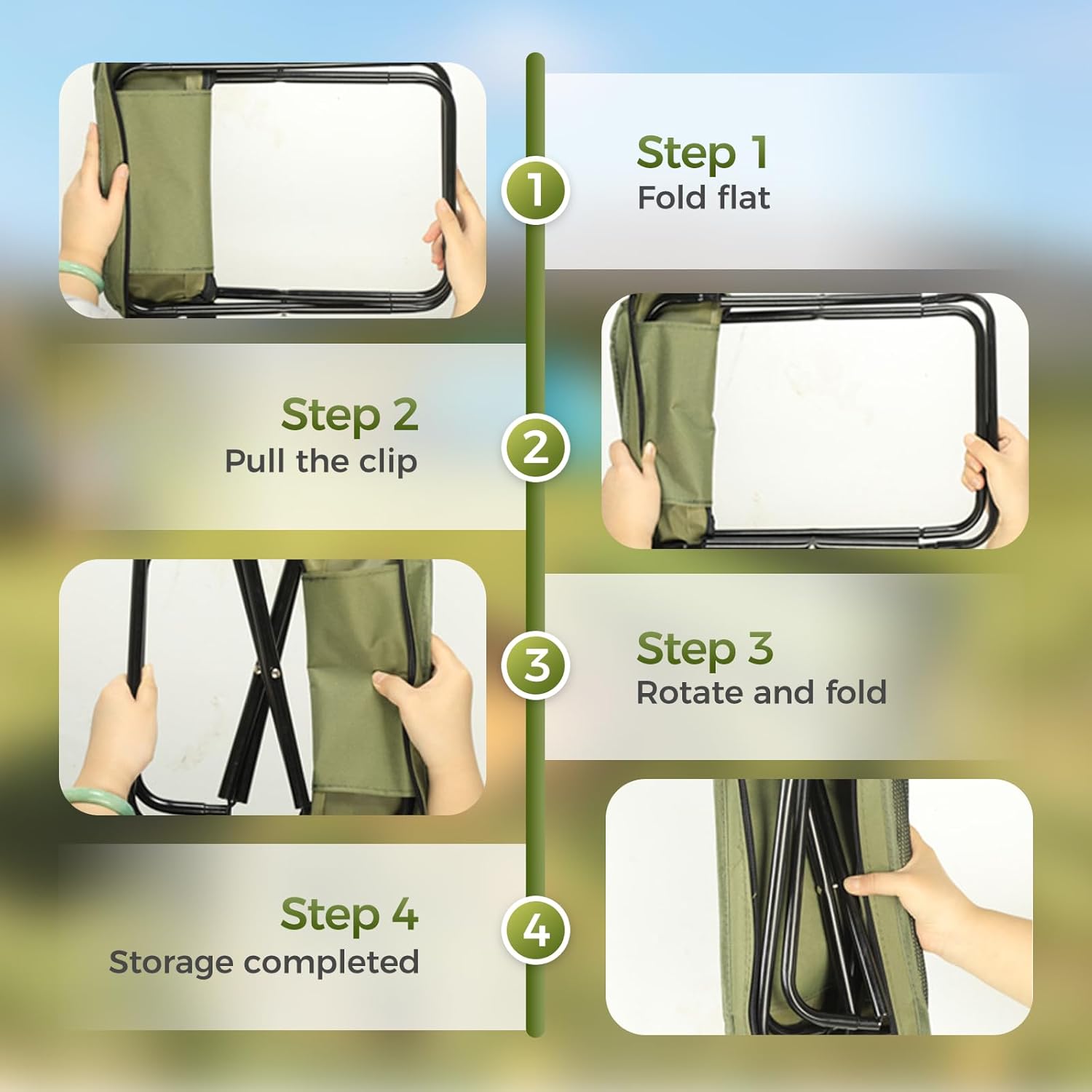 Portable Stool for Mountaineering and Hiking, 2-in-1 Outdoor Folding Chair & Bag, Outdoor Footstool Collapsible Stools for Picnic Hiking Fishing (Black, L-11.41 * 9.84 * 12.2in)