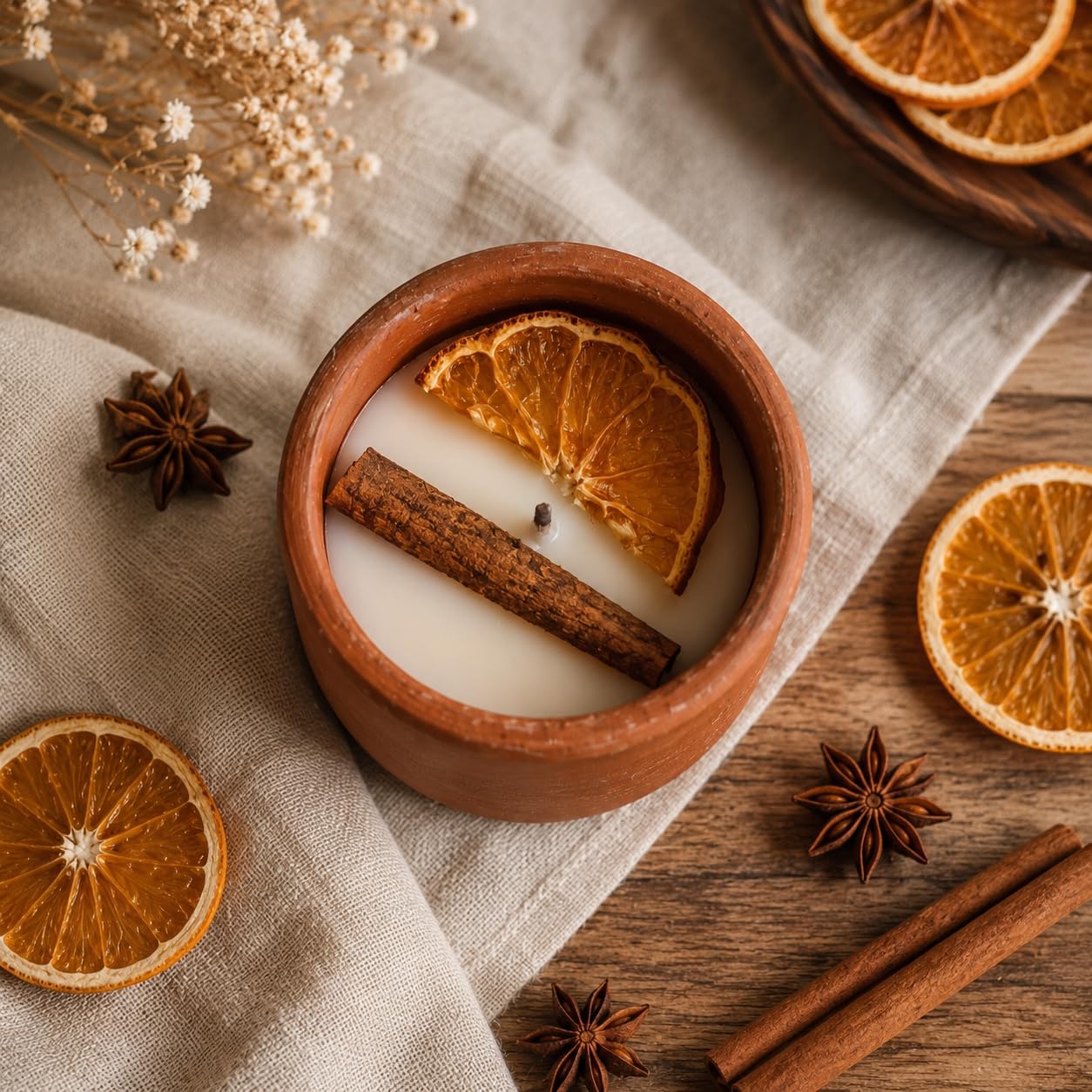 Hello Handmade Terracotta with Orange Cinnamon Scented Candles for Home, Organic Soy Wax, Lead Free Cotton Wick, Non Toxic, Romantic Couple Gift for Home Decor, Fragrance Candles for Home-image-24