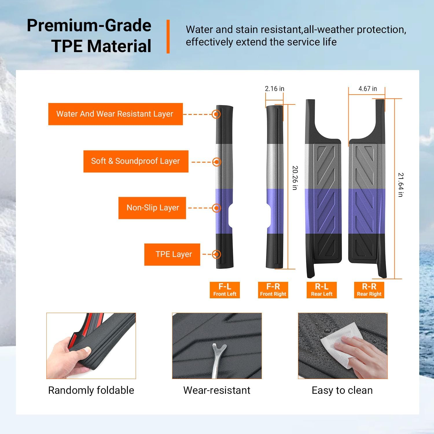 powoq Interior Door Sill Protector Compatible with 2020-2025 Palisade Door Sill Guard TPE Car Threshold Protector Entry Guard Replacement for 2020-2025 Palisade Accessories