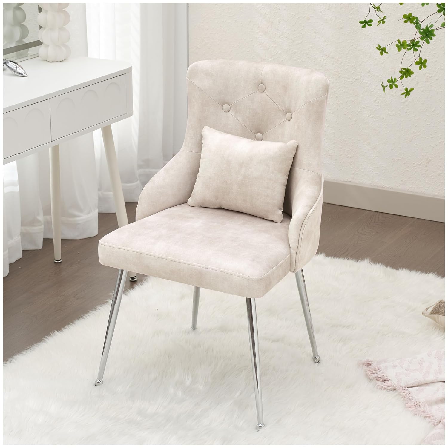 Velvet Vanity Chairs Upholstered Makeup Accent Reading Chair Office Desk Vanity Stool Chairs with Metal Legs for Kitchen