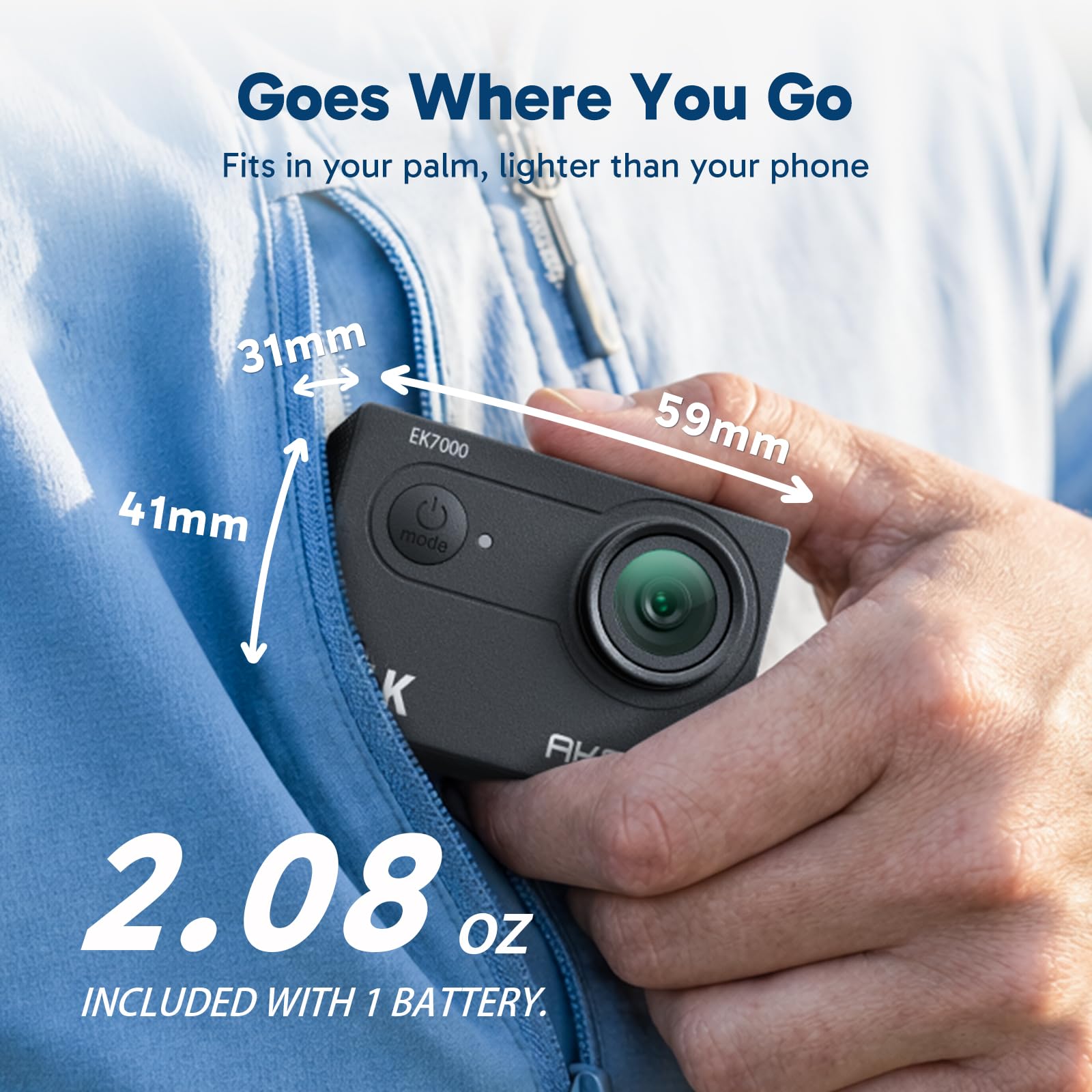 AKASO EK7000 4K30FPS 20MP WiFi Action Camera with EIS Ultra HD 131FT Waterproof Underwater Camera Remote Control 4X Zoom Support External Microphone Black — Amazon image 7