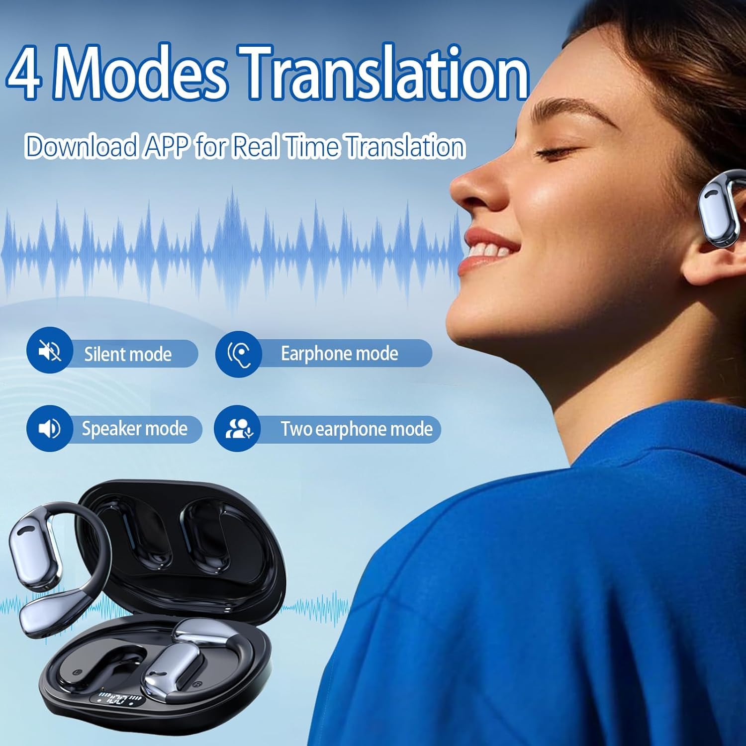 AI Translation Earbuds, Real-Time Translator Earbuds with 144 Languages & Accents - Image 2