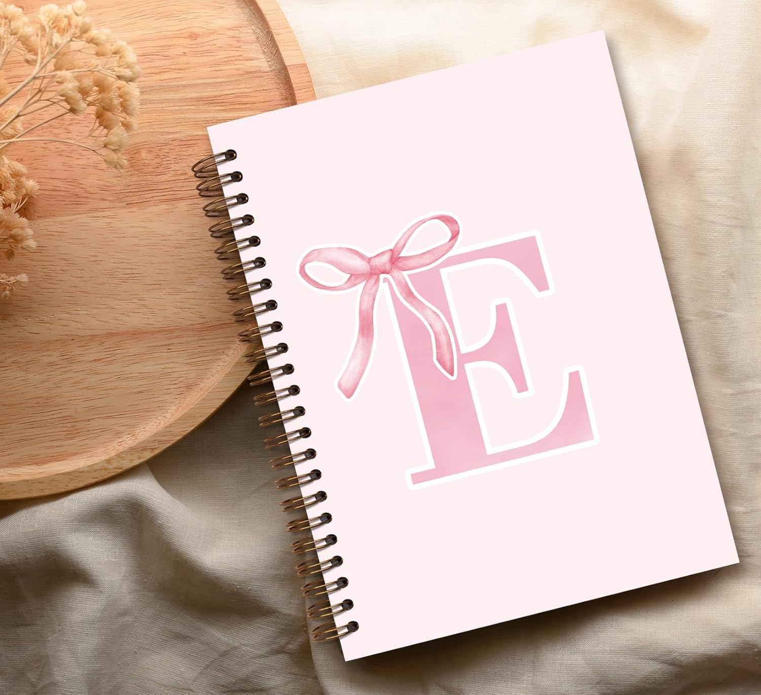 Pink Bow Journal Notebook for Girls,Initial E Journals Personalized Diary Gifts for Teen Girl Kids,Monogrammed Gifts for Women,Trendy Coquette Cute Hardcover Spiral Notebook 5.5 x 8.3 - Image 5