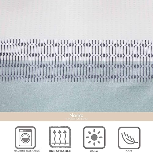 Miniatura 10 de Nanko Juego de funda de edredón tamaño matrimonial, 80 x 90 pulgadas, 3 piezas, 1200 hilos, microfibra de lujo, con cierre de cremallera, lazos,