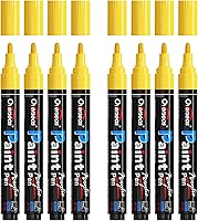 Vista 8 de Overseas Marcadores de pintura acrílica metálica plateada, paquete de 8 bolígrafos de pintura acrílica de punta media, a base de agua, secado