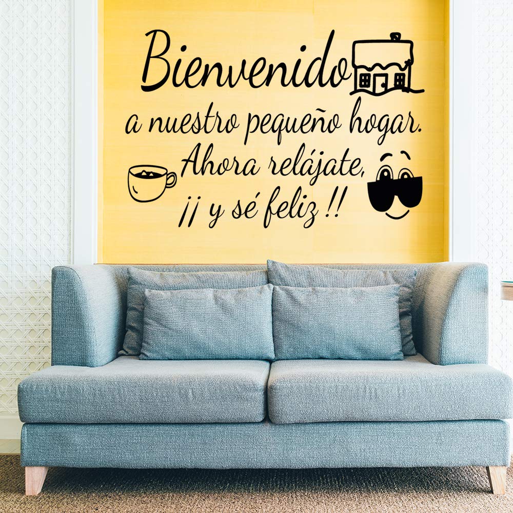 Frase Vinilo "BIENVENIDO A NUESTRO PEQUEÑO.." Vinilos decorativos vinilo frases motivadoras para pared. Vinilo para decorar habitaciones .Docliick DC-18044 (Vinilo de corte, 240x120cm)