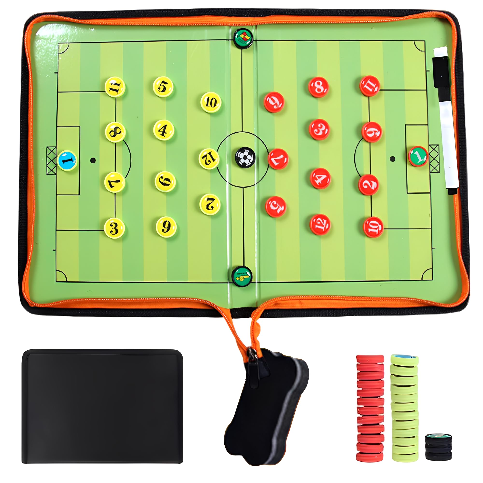 Tablero Táctico de Fútbol con Cremallera, Kit de Estrategia Magnético con Imanes y Marcador