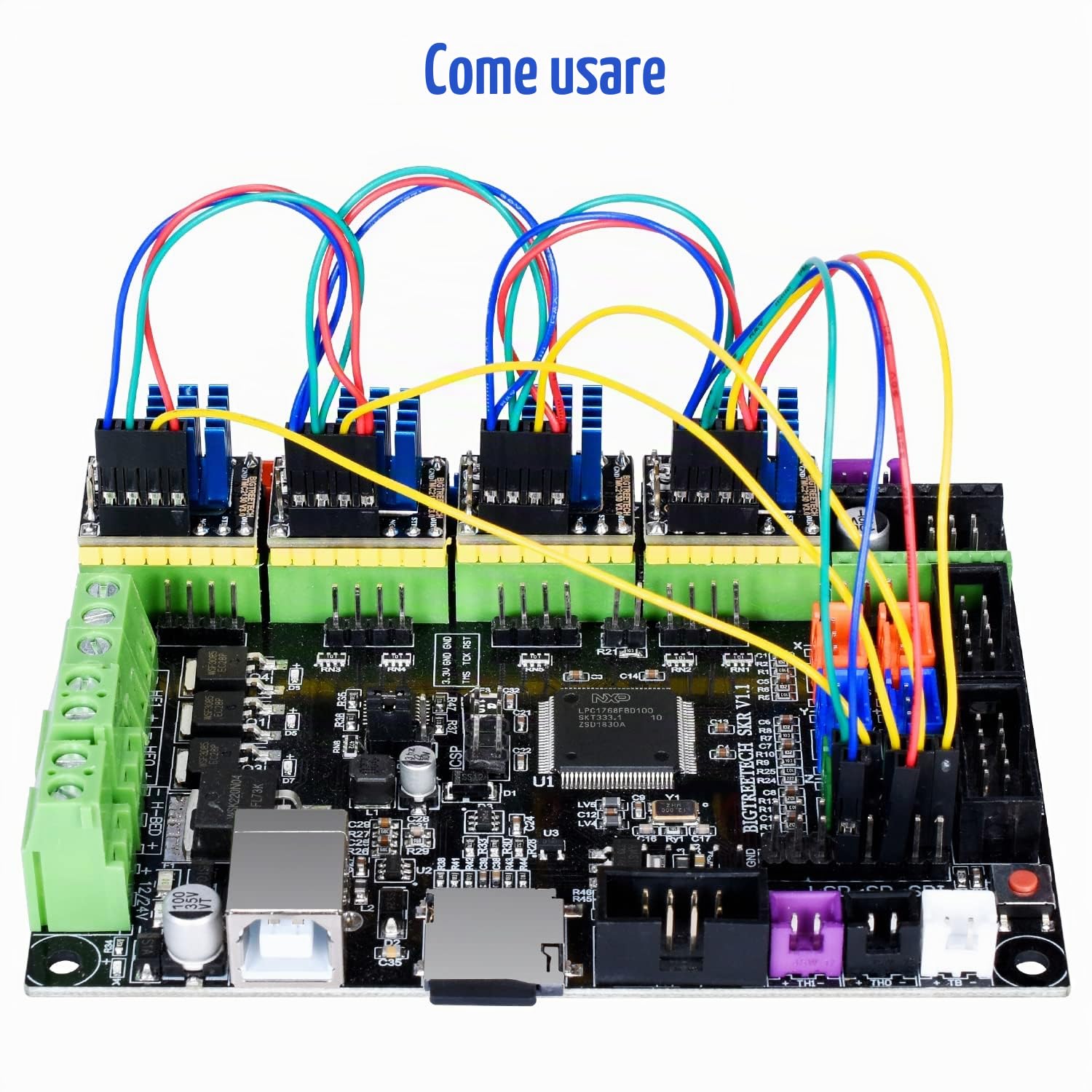 BIQU 4*Ultra-Silent TMC2130 V3 SPI Driver per Motori Passo | con Dissipatore Calore, Per SKR 3/3 EZ, SKR V1.4 Turbo/Pro V1.2/V1.3 L Rampa 1.6/1.5 Scheda di Controllo
