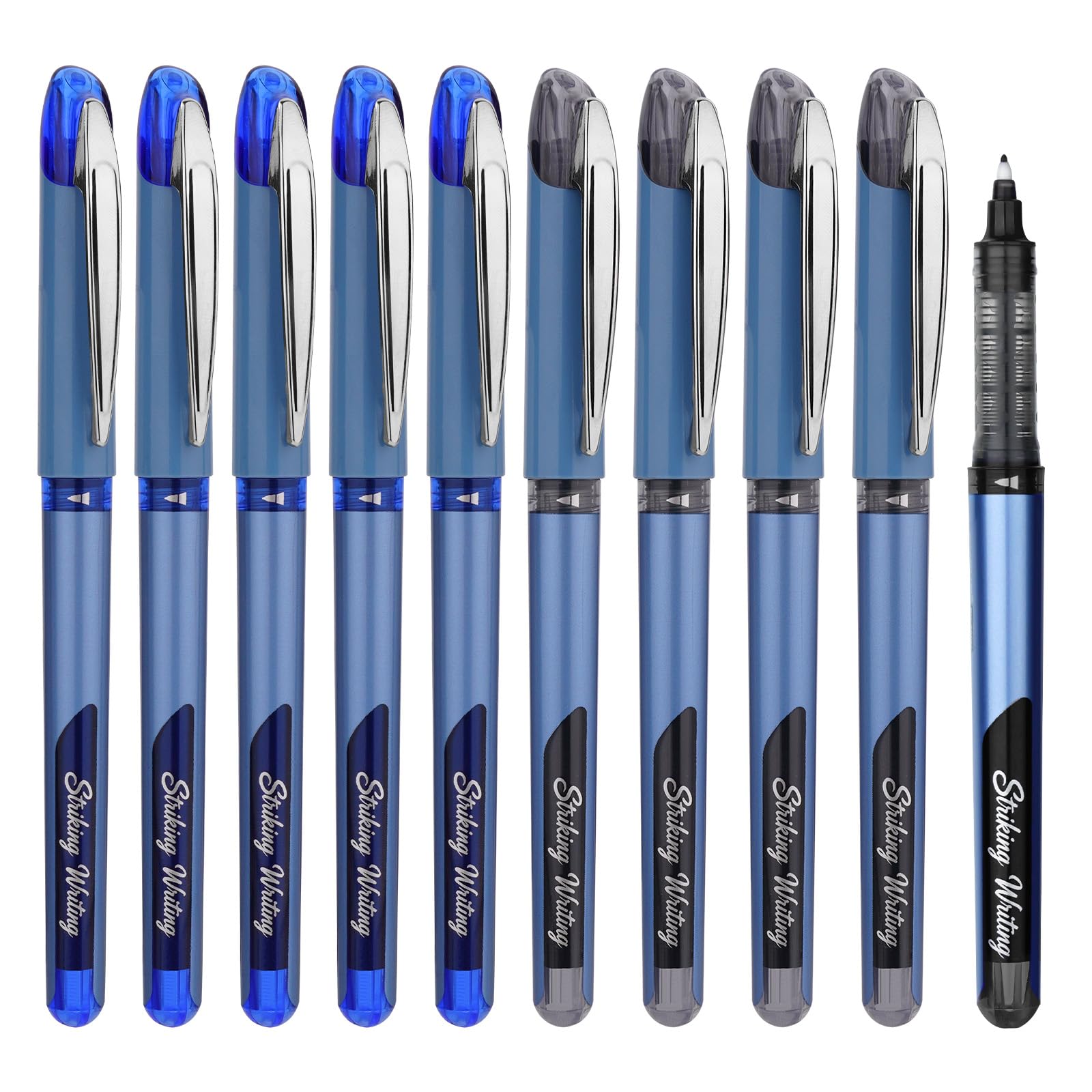 EYEYE Felt Tip Rollerball Pens, 1.0mm 5 Black 5 Blue Signature Pen for Writing Drawing Notes Taking School Office and Signature
