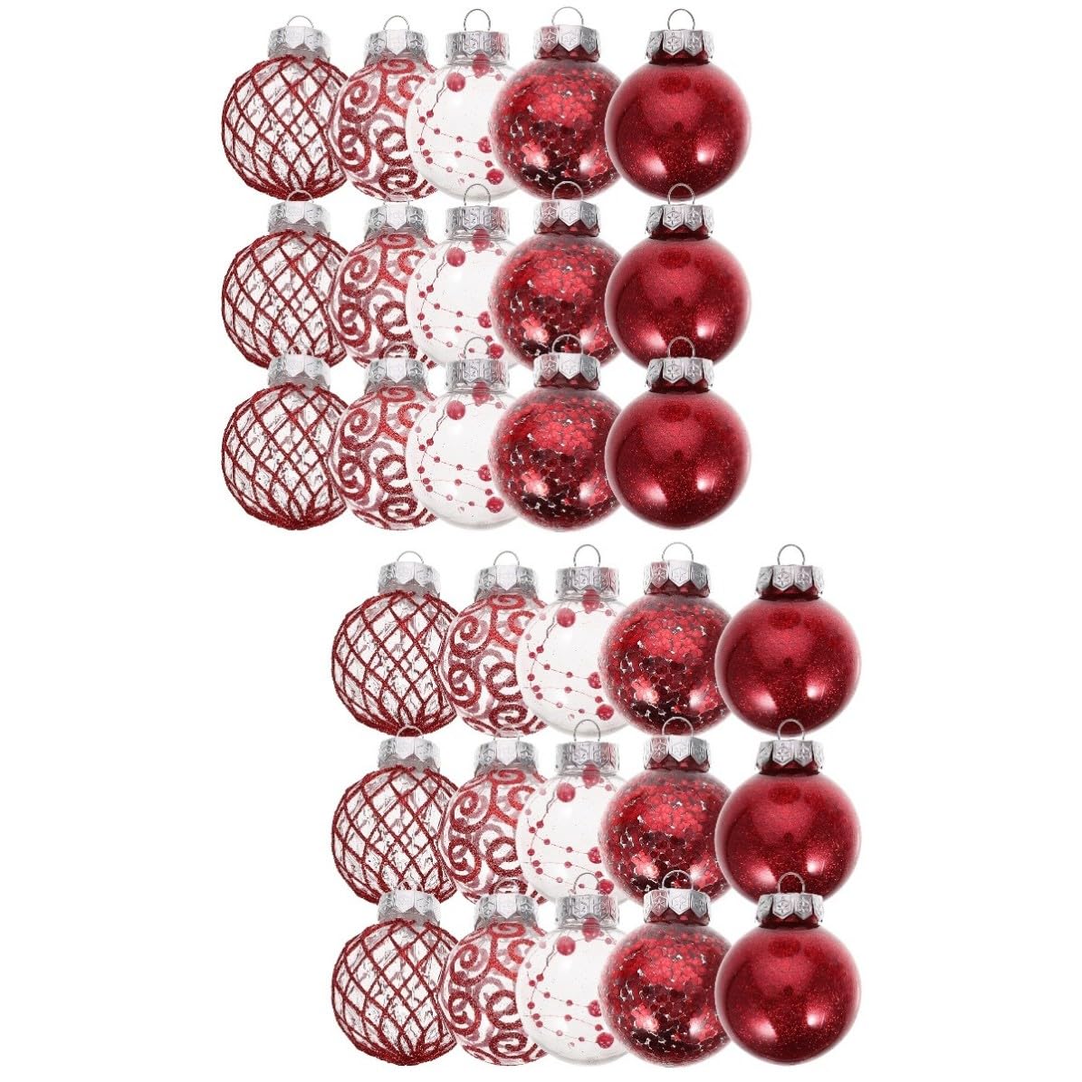 FRCOLOR 60 Pezzi Palline Decorative Natalizie Rosse in Plastica, Facili da