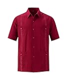 Mens Short Sleeve Button-Down Guayabera Shirts for Men Cuban Embroidered Pleats Beach Shirts…