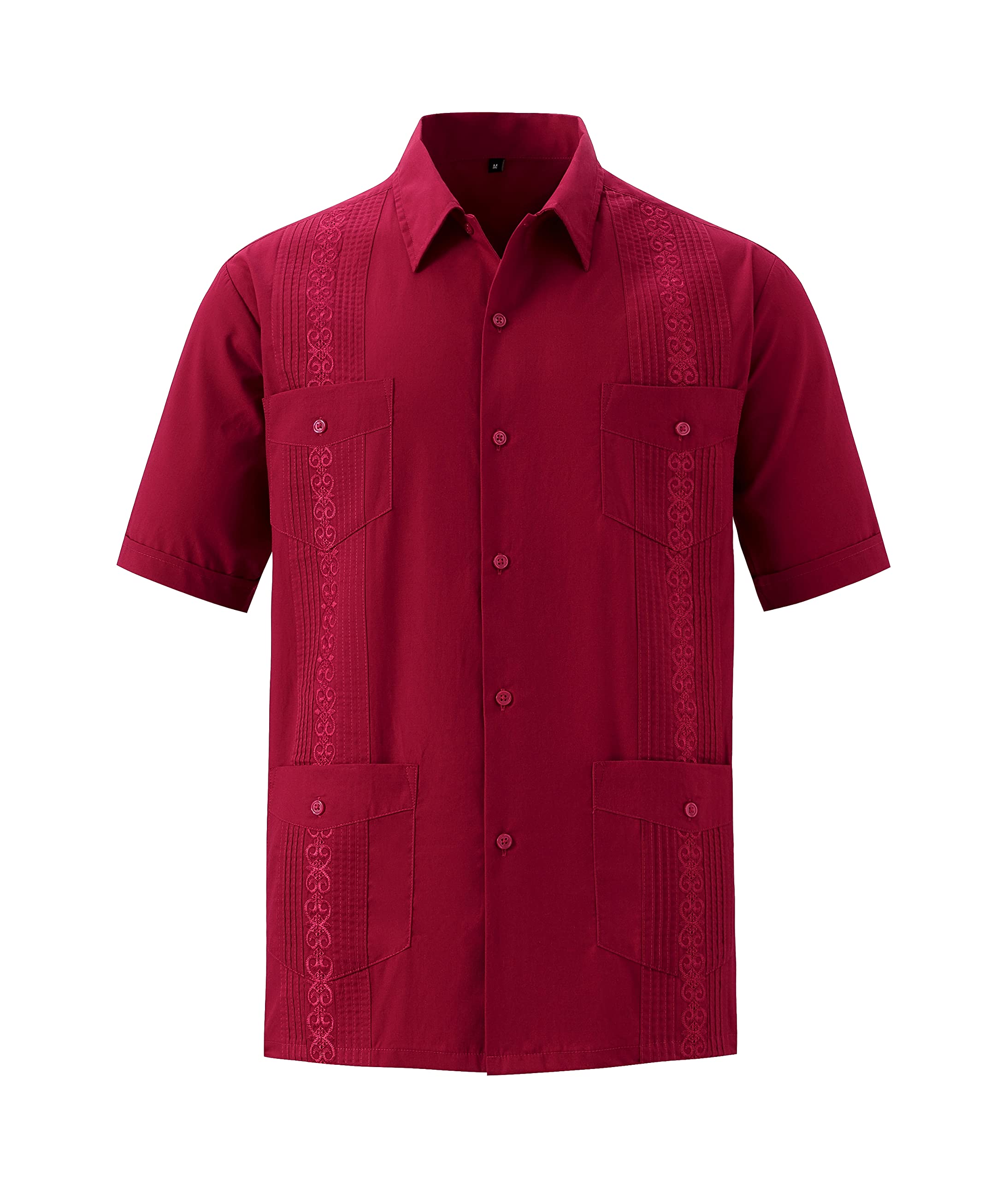 Men's Short Sleeve Guayabera Shirts for Men Button Down Cuban Beach Shirt Tops