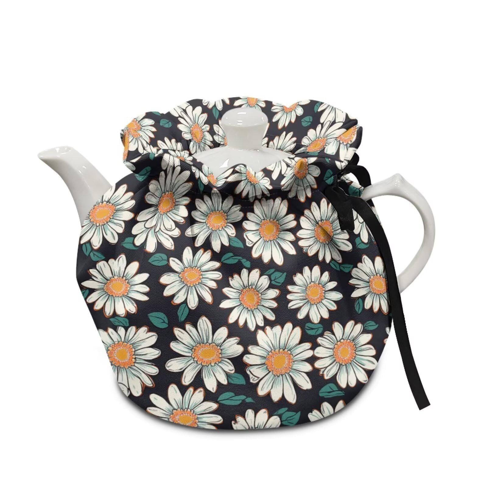 Daisy Tea Cosy for Teapots Portable Insulated Tea Pot Dust Cover Kitchen Home Tea Pot Cover Insulation and Keep Warm Gift for Housewife, Friend, Mom