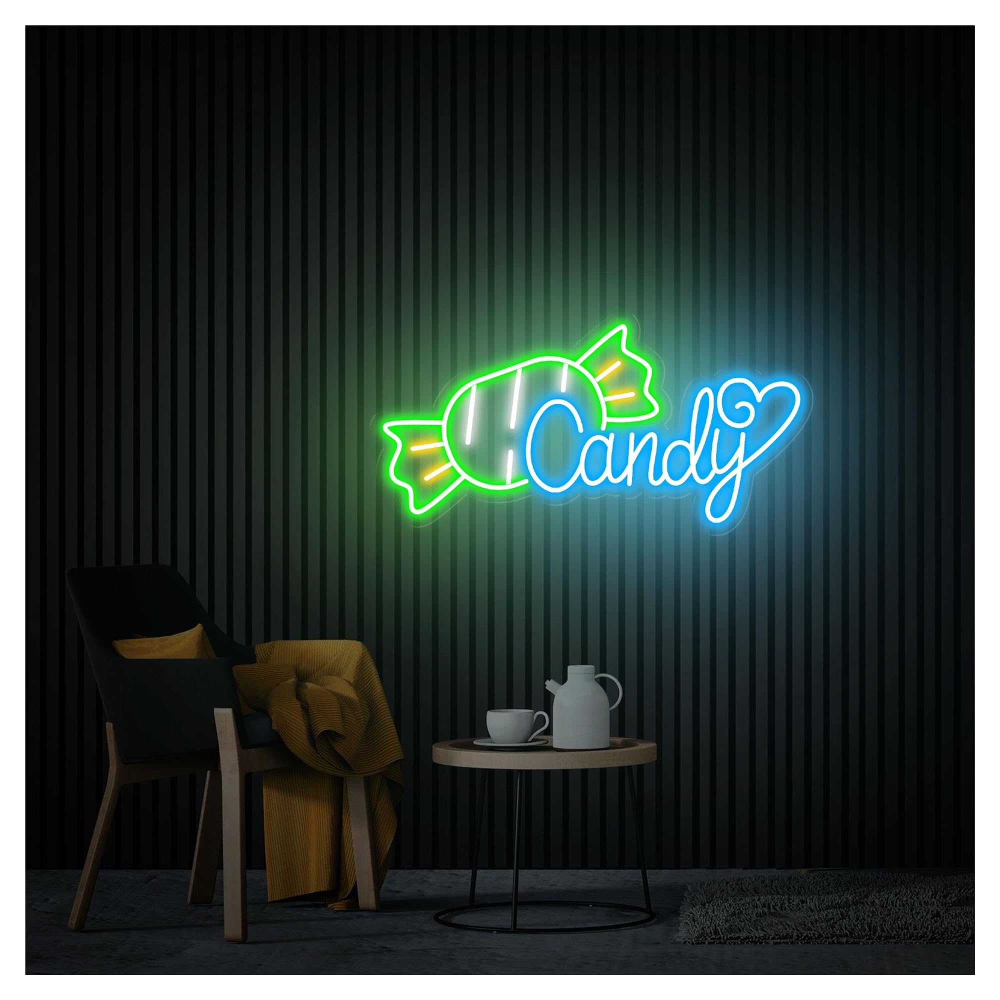 RONGCH Hanging Art Signs Candy Neon Sign,Suitable for Lollipop Shop Home Bar Decor with Dimmable 26cmx50cm(G)