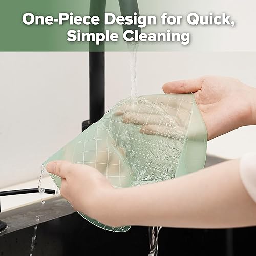 Miniatura 8 de haakaa Babero de bolsillo de silicona ligero - Baberos de silicona de viaje ultraligeros y plegables con bolsillo profundo para atrapar alimentos,