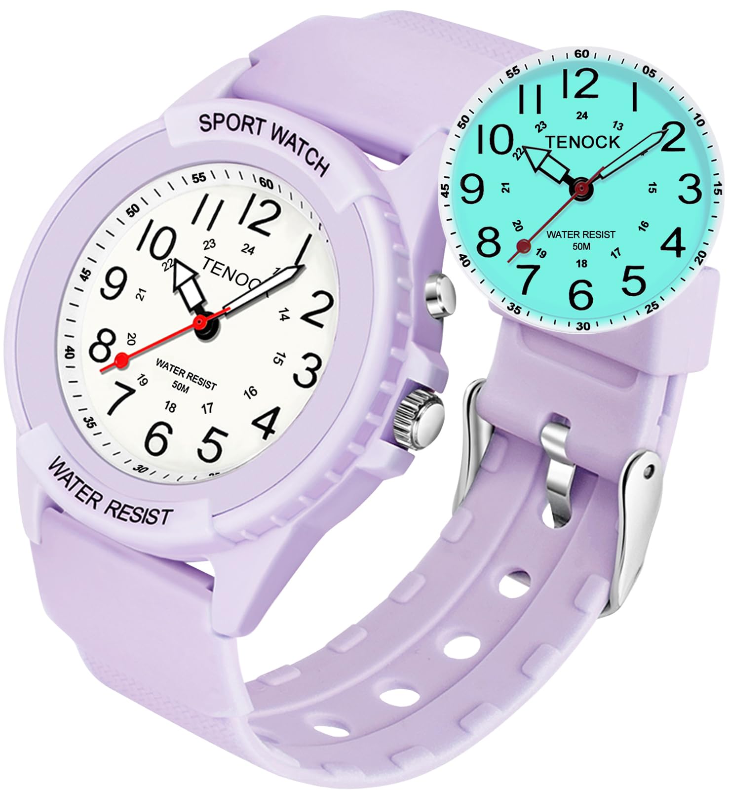 TENOCK Waterproof Nurse Watch for Medical Professionals Students Women Men, Night Light, 12/24 Hour Military Time Easy to Read Dial, Second Hand Watch for Nursing Day Gifts