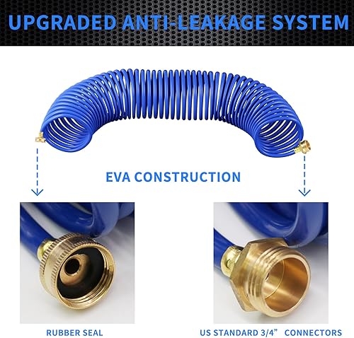 Miniatura 3 de Manguera de jardín EVA Recoil de 50 pies, manguera de jardín con boquilla de manguera de 10 patrones, manguera de agua flexible con conector de