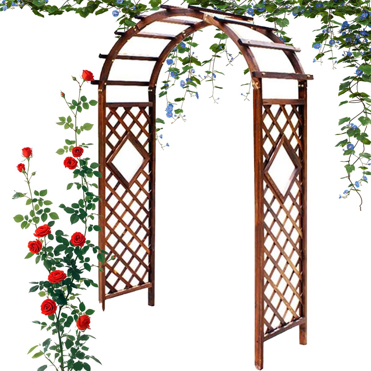 Traliccio da giardino in legno, robusto supporto per rampicanti e fiori, decorazione per esterni per cortili, cortili e giardini vetable, per gli appassionati di piante