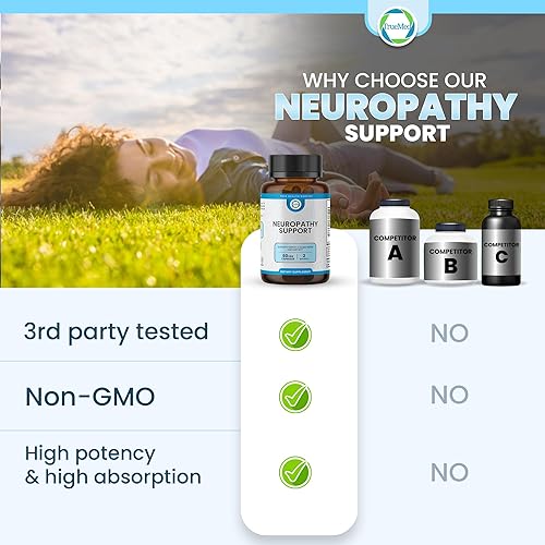 Miniatura 4 de Suplemento para la salud neuropatía neuropatía y nerviosa con vitamina D3, B6, B12, acetil-L-carnitina, ácido alfa lipoico y benfotiamina apoya la