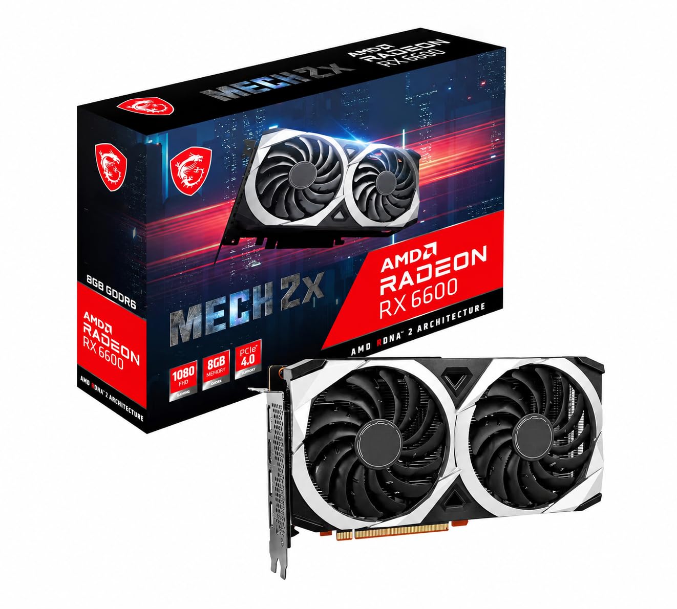71Od4PCf2hL._SL1322_ RX 6600 MECH 2X 8G Radeon Gaming Graphics Card, 8GB GDDR6, AMD Radeon RX 6600, 128-Bit, PCIe 4.0 x8, Dual Fan Cooling, 1792 Stream Processors | Pre-Owned