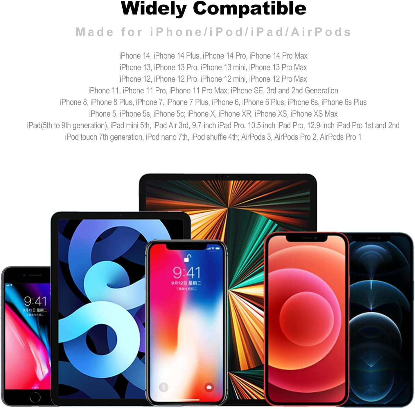 Cable Lightning de 3 pies, cable cargador para iPhone, color azul, compatible con Apple iPhone 12/11/X/XS/XR/XS Max/8/7/6/5S/SE/iPad Pro/Mini/Air