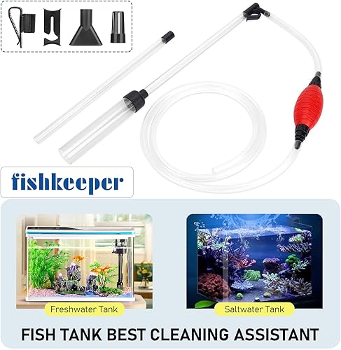 Miniatura 7 de Limpiador de grava para acuario, 256 GPH para pecera, sifón, grava, kit de limpiador de arena, cambiador de agua, elimina la suciedad con clip