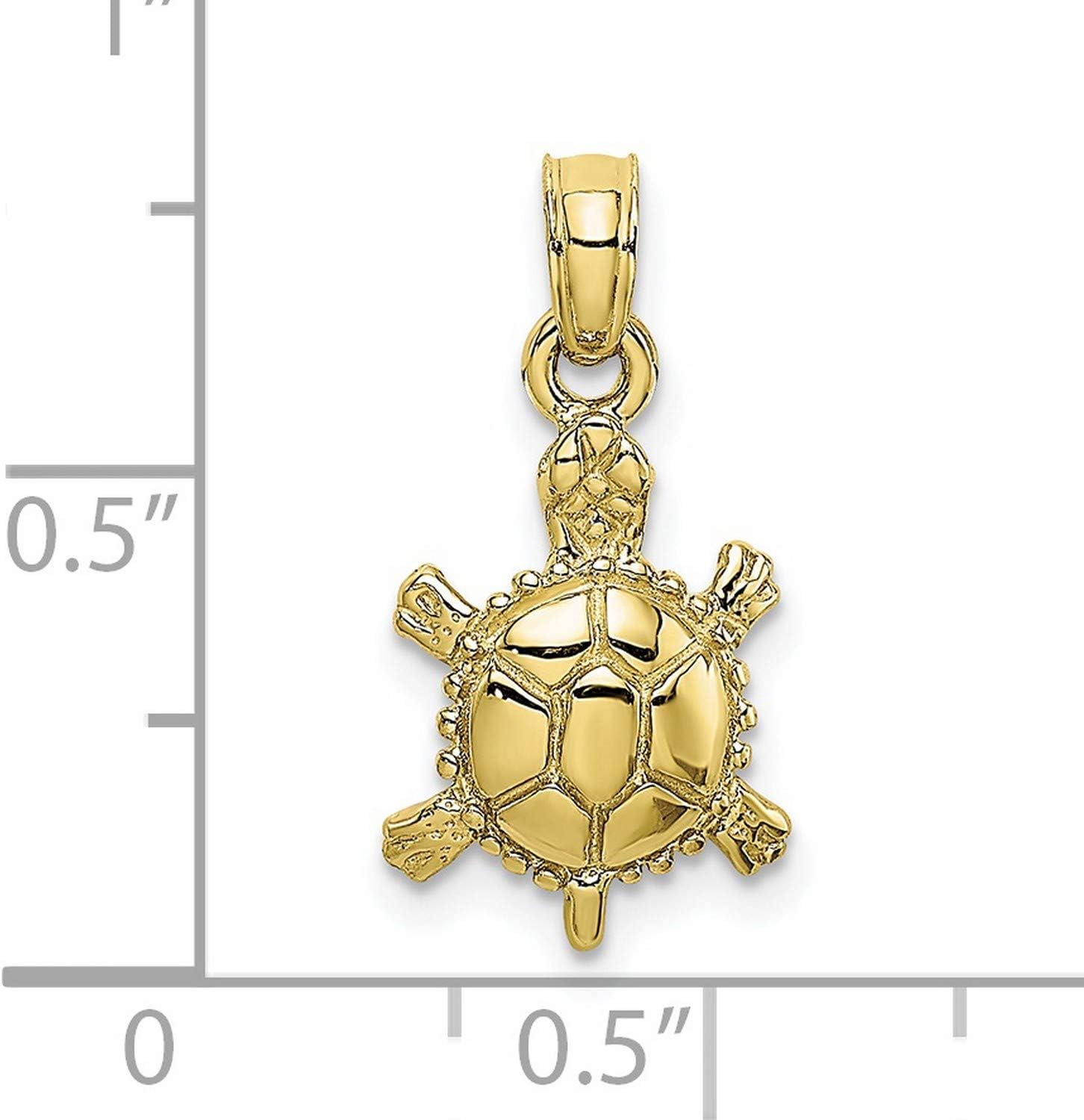 10k Yellow Gold Turtle Pendant Necklace for Women or Unisex with Detailed Shell Texture, Symbolic Sea Turtle Jewelry, Marine Life Charm, Nautical Animal Pendant, Real Gold Ocean Accessory - Image 3