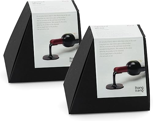 Miniatura 3 de PLAYABLE ART Soporte para botellas de vino derramado, forma divertida y única de mostrar tu vino favorito, color rojo (juego de 2)