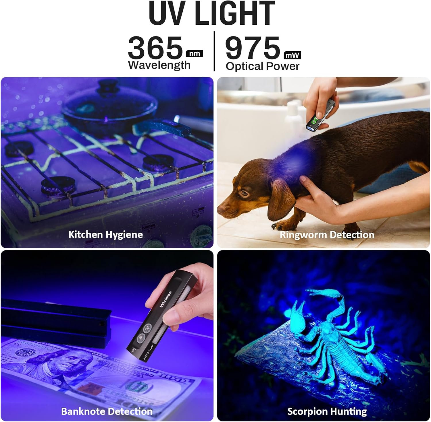 Wurkkos HD01 UV Flashlight, Rechargeable EDC Flashlight, Led Flashlight with 365nm UV Light, 1200 Lumens Flat Flashlight with RGB, Pocket Light for Emergency, Pet Urine Detection (Black)
