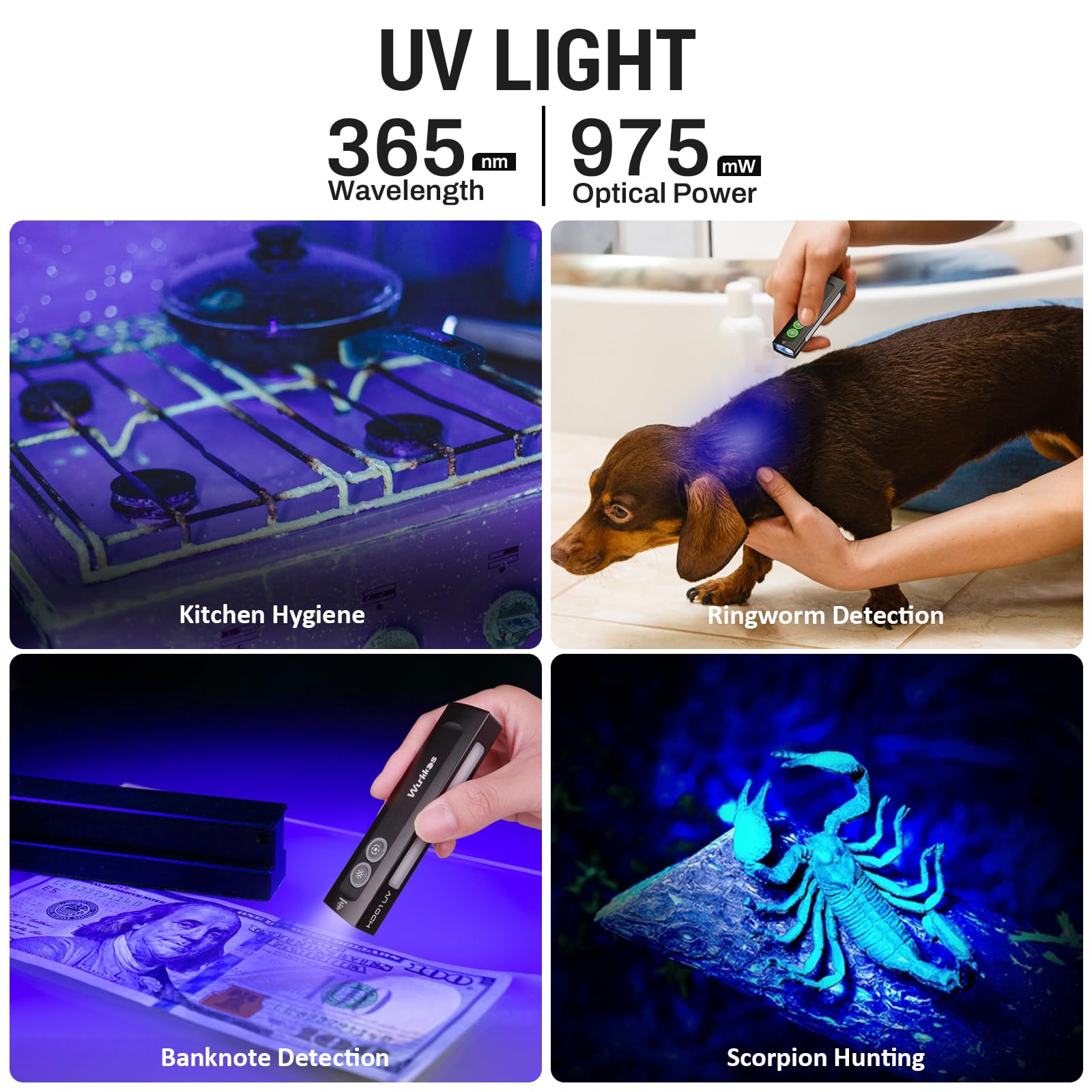 Wurkkos HD01 lampe UV 365nm, lampe LED rechargeable 1200 lumens, blanc tricolore, UV, RGB, six modes d'éclairage, lampe torche magnétique pour le camping, l'entretien et les réparations