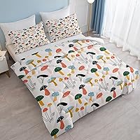 Vista 129 de SOULZZZ Juego de ropa de cama retro hippie tamaño matrimonial, edredón floral de hongos margaritas para niñas y mujeres, edredón negro con 2 fundas