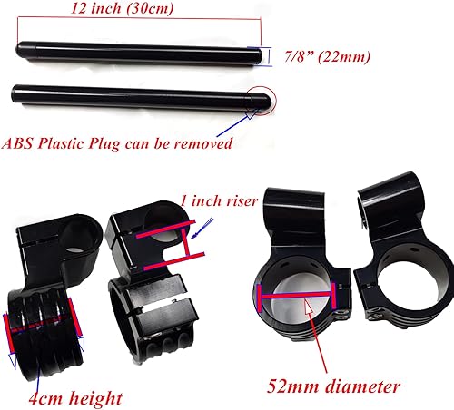 Miniatura 9 de Manillares de clip de 1.850 in de 1 pulgada para tubo de horquilla de 1.850 in, barras de motocicleta de 78 pulgadas, con clip de 1.850 in, manillar