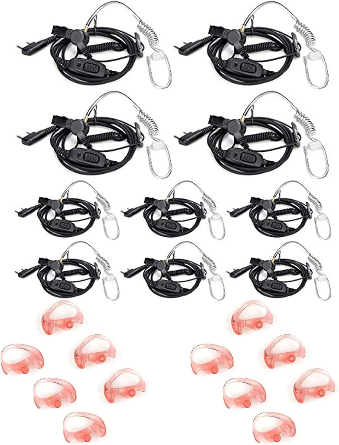 Retevis Walkie Talkie Earpiece(10 Pack) with 2.6cm Middle Size Silicone Insert Earmold Earbuds(6 Pairs), for RT22 RT68 RT21 H-777 H-777H, Compatible with Baofeng BF-888S Pxton Kenwood 2 Way Radios
