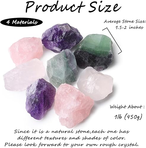 Miniatura 6 de ZHIYUXI Amatista de 2 pulgadas, cuarzo rosa, cuarzo transparente, fluorita, piedras en bruto, cristales crudos a granel, piedras preciosas naturales