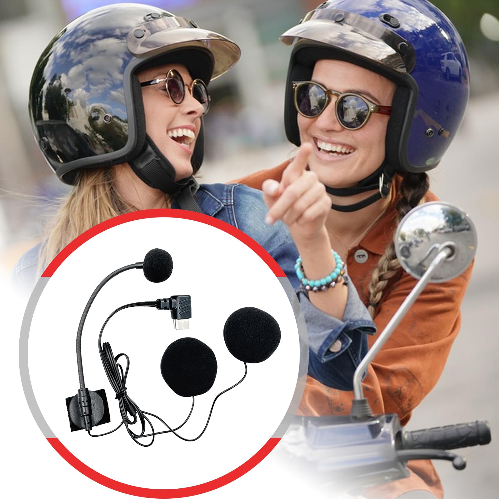 Helmet Headset - Motorbike Helmet Microphone,Noise-Cancelling High