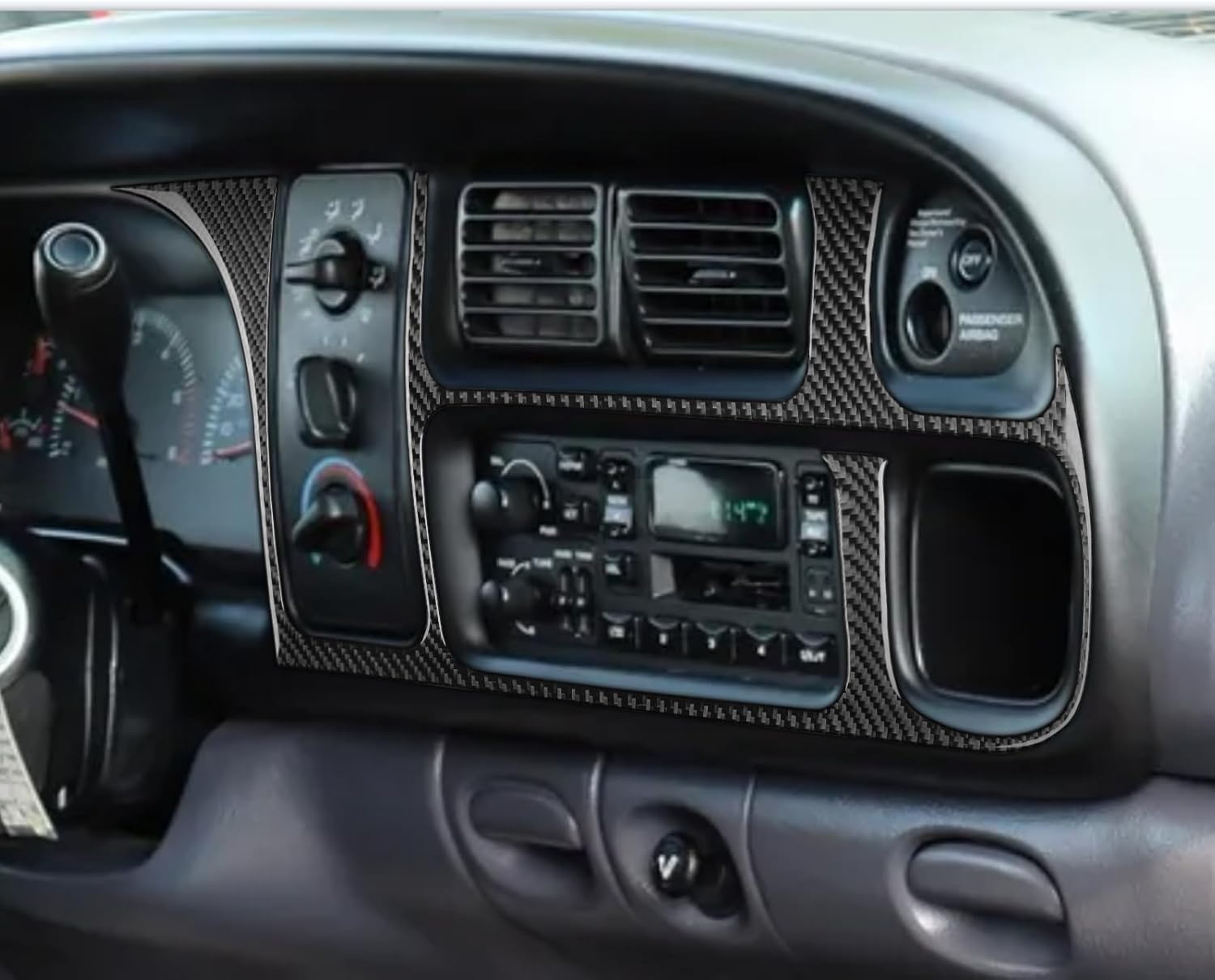 Car Dash Speedometer Frame Sticker Instrument Panel Cover Trim Strip Compatible with Dodge Ram 1500 1998-2001/2500 3500 1998-2002 Real Premium 3K 3D Carbon Fiber Auto Interior