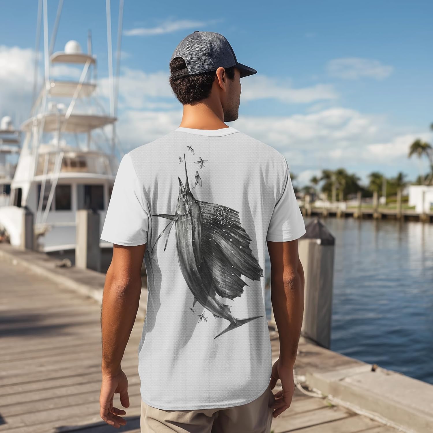 Palmyth Mens Fishing Shirts UPF 50+ Sun Protection Short Sleeve UV T-Shirts Breathable Quick-Dry - Image 2