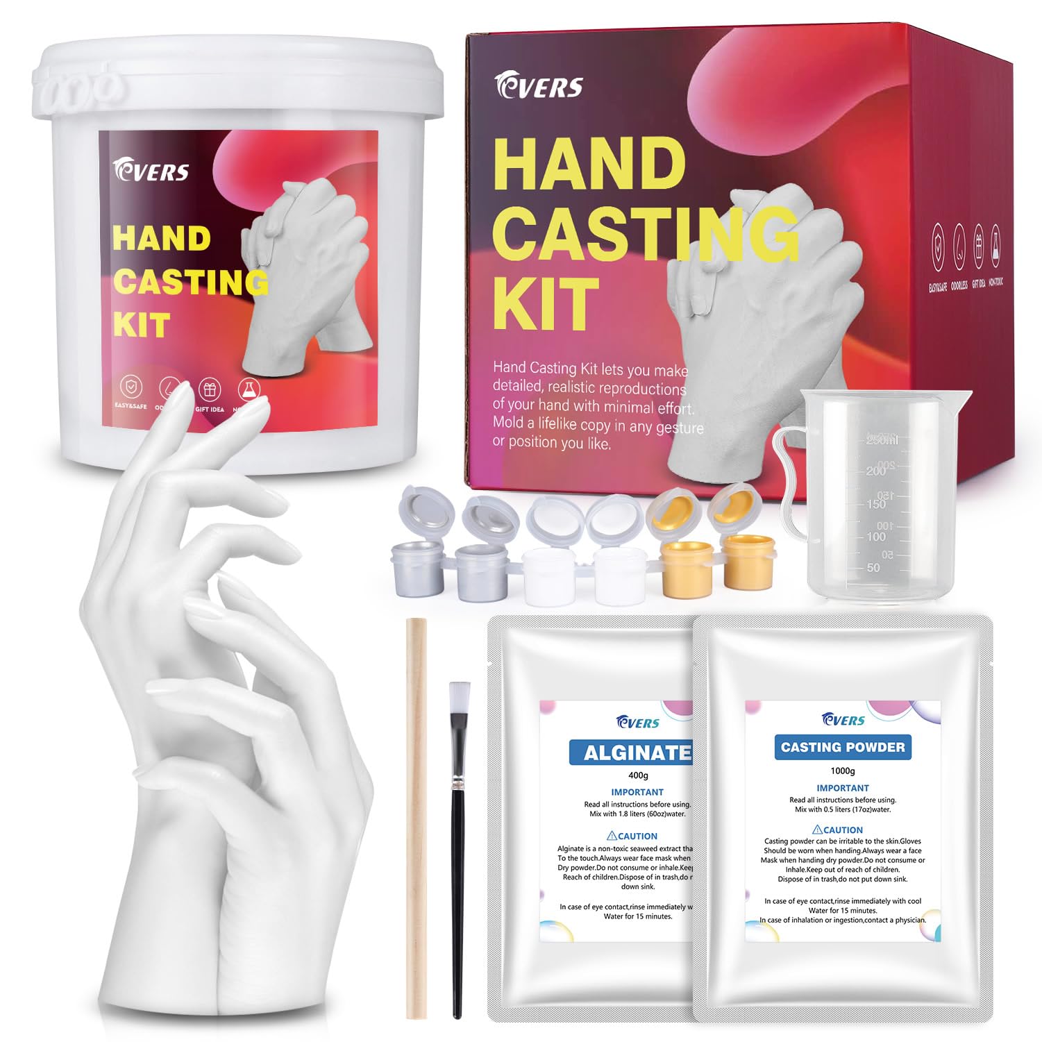 Evers Hands Casting Kit, DIY Hand molding Kit. Hand Holding Craft for Couples, Adult & Child, Family, Friends.Valentine's Day Gifts Newborn Baby Souvenirs Anniversary, Wedding & Couples Gifts