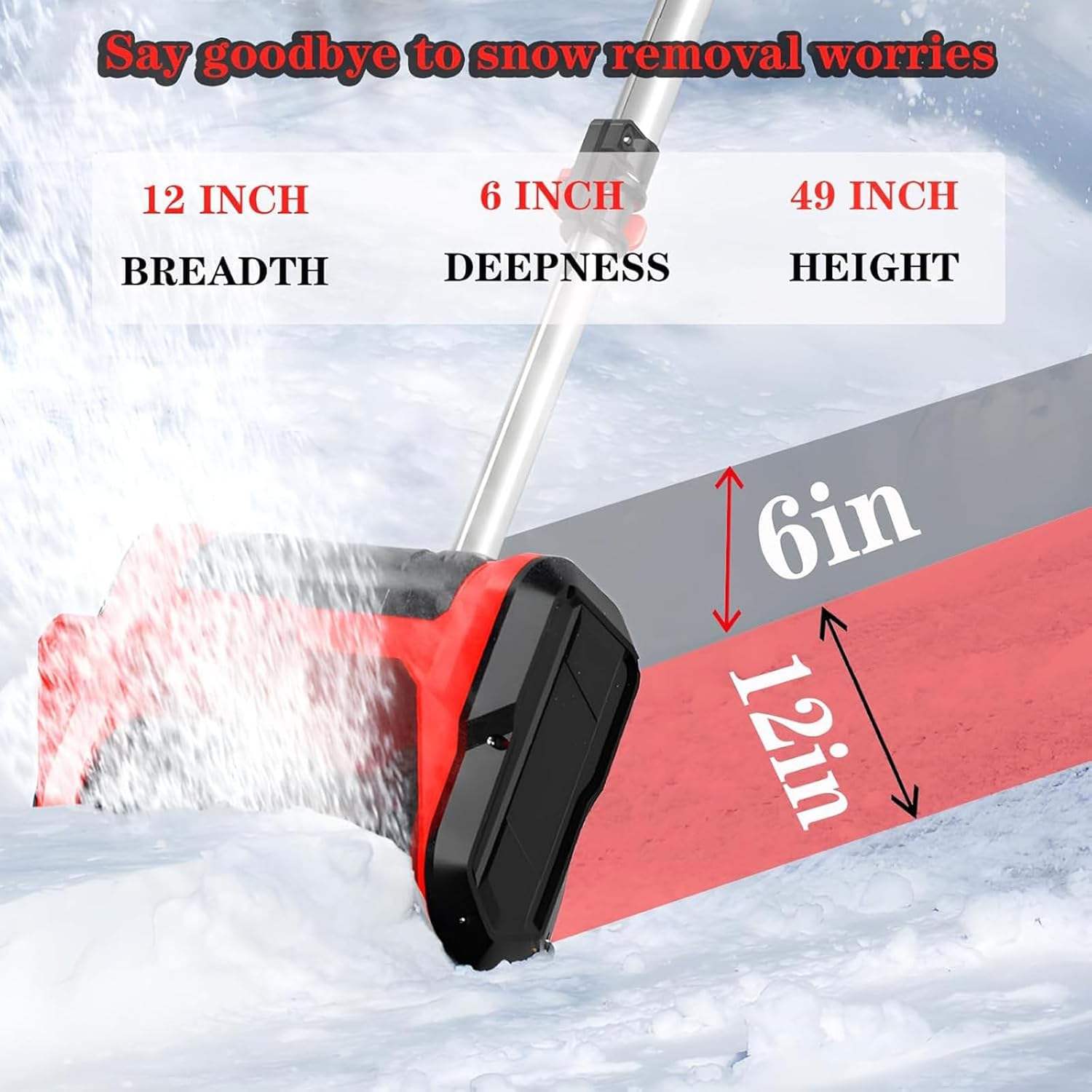 Cordless Snow Shovel, 20V Cordless Electric Snow Blower with Adjustable Front Handle&Telescopic Pole, Snow Thrower with 12in. Width, 6in. Depth for Patio Deck Driveway